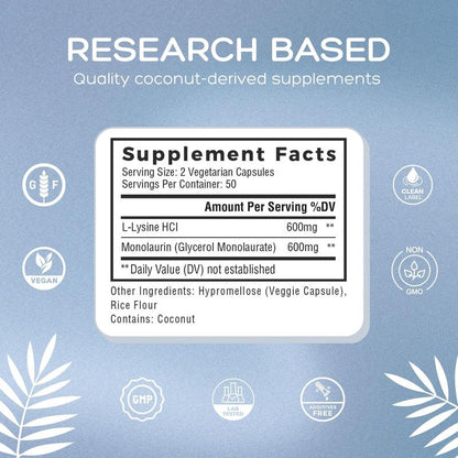 L-Lysine And Monolaurin Immune Support - 100 Capsules